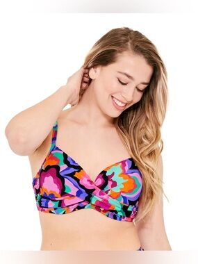 Freshwater Vibrant Colorful Bikini Top Underwire XXL